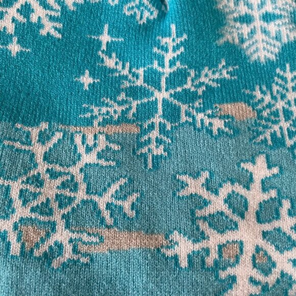 Snowflake Pattern Knit Toque w Pom Pom & 3 Way Lighting Mechanism Blue Sz OS - Picture 7 of 7